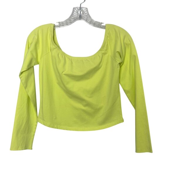 BDG Urban Outfitters Alex Off The Shoulder Shirt Womens Large Lime Green New WOT - Picture 1 of 7